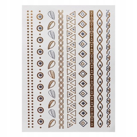 Przejdź do produktu Metaliczne tatuaże tymczasowe - 9 wzorów geometrycznych | srebrno-złote